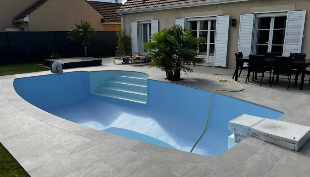 Piscine en liner rénovée à Corbeil-Essonnes, en Essonne